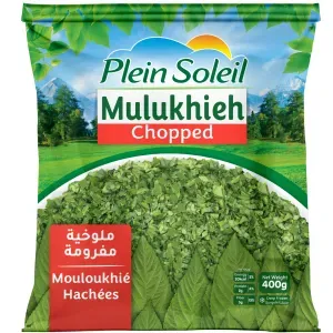 Plein Soleil Chopped Mulukhieh – Premium Flash-Frozen Minced Jute Leaves (400g)