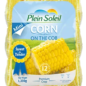 Plein Soleil Mini Corn on the Cob - Sweet & Crunchy Frozen Niblets