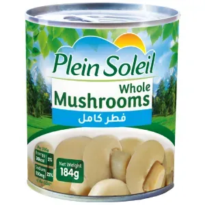 Plein Soleil Whole Mushrooms 184g Can | Premium Canned Mushrooms