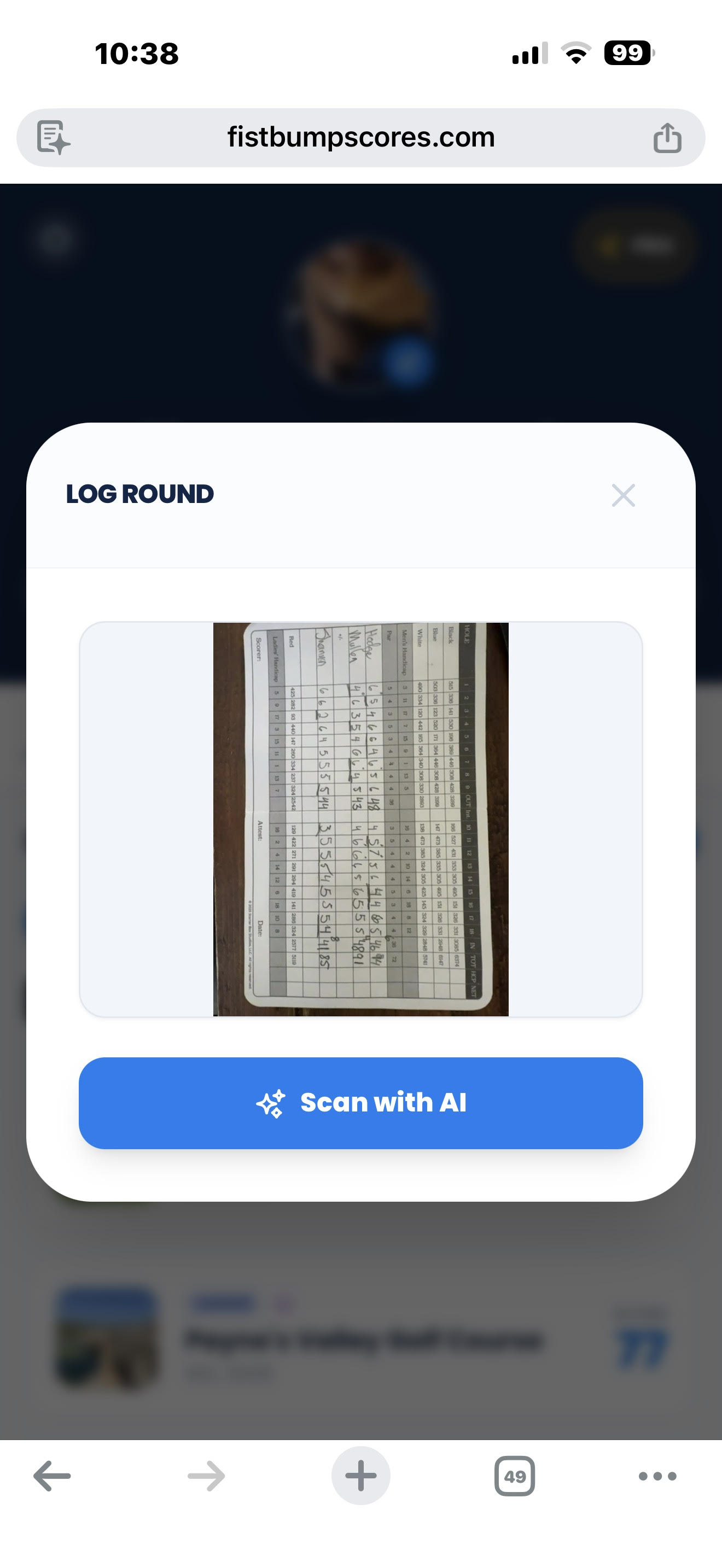 AI-powered golf scorecard scanning from a photograph