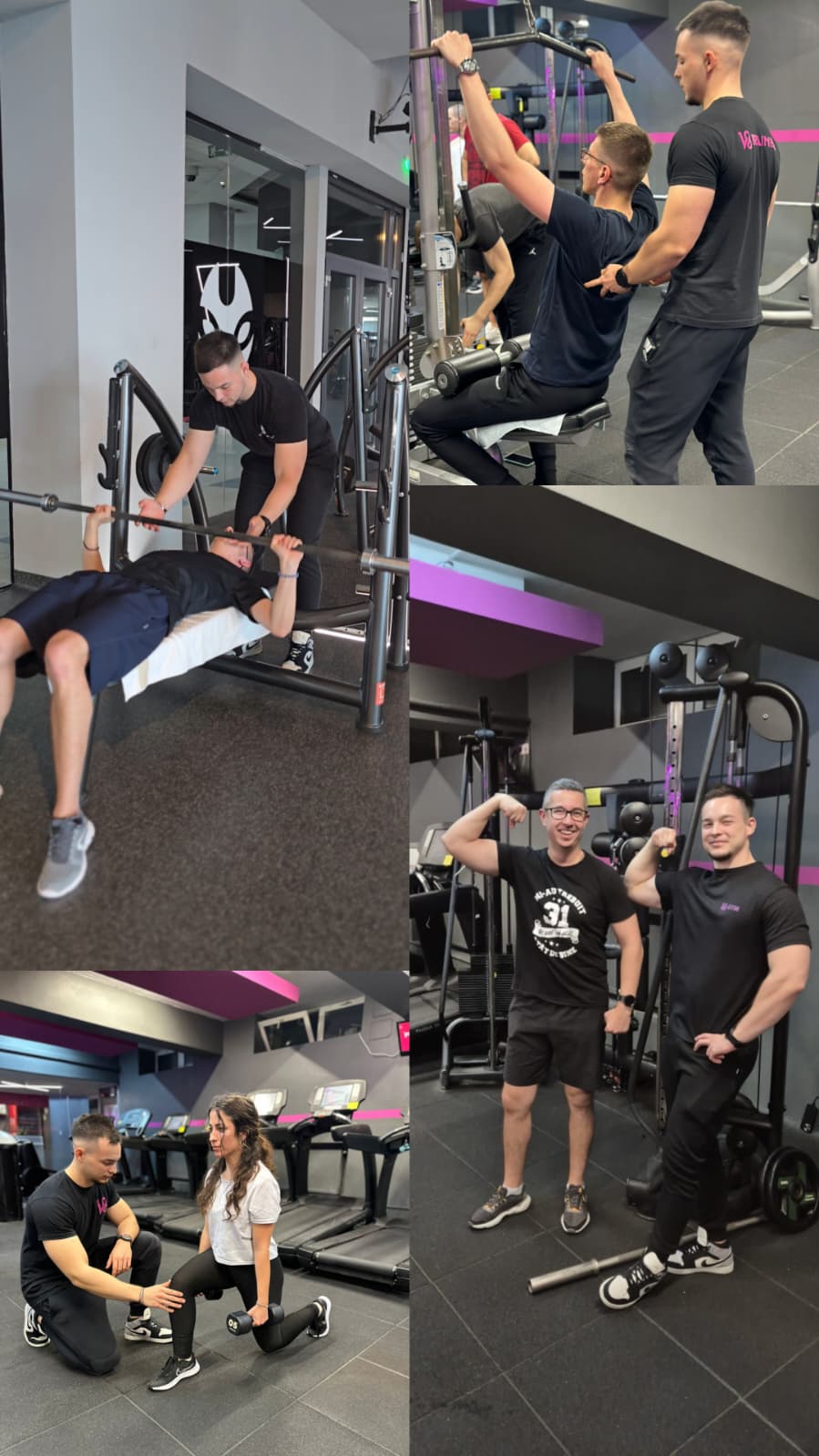 trainer helping client