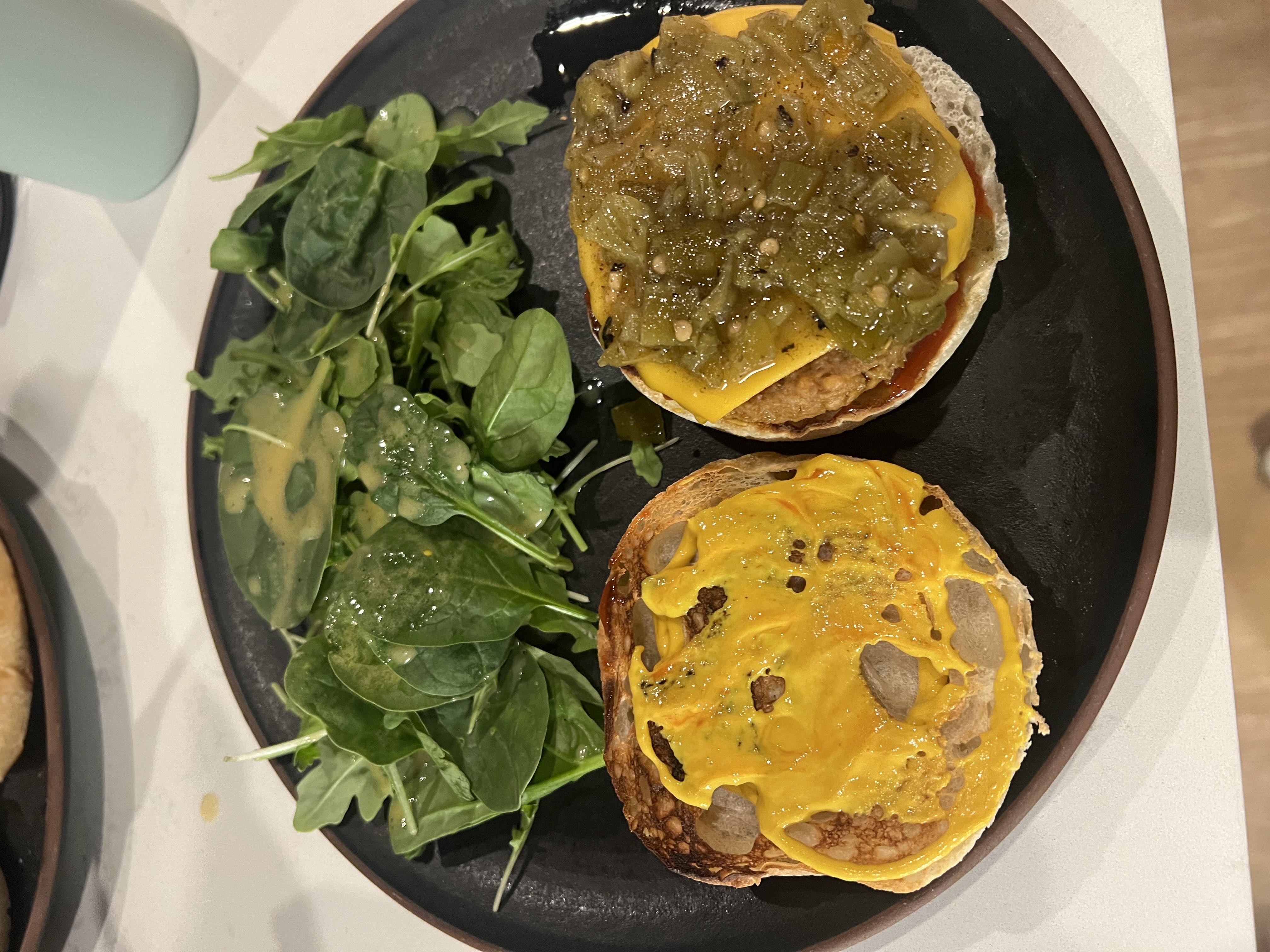 Healthy Spinach Salad with Veggie Burger Recipe