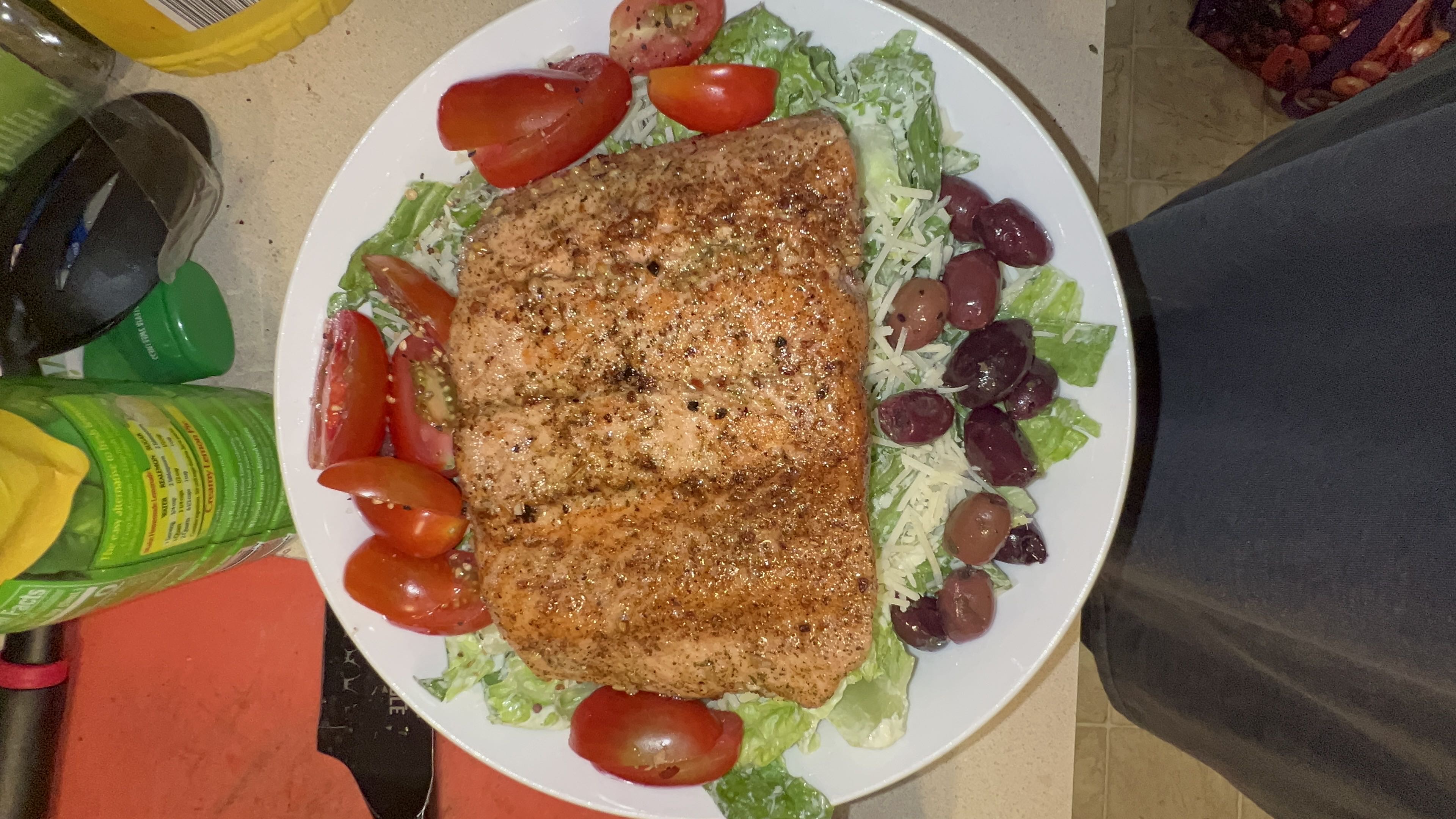 Healthy Salmon Caesar Salad Recipe