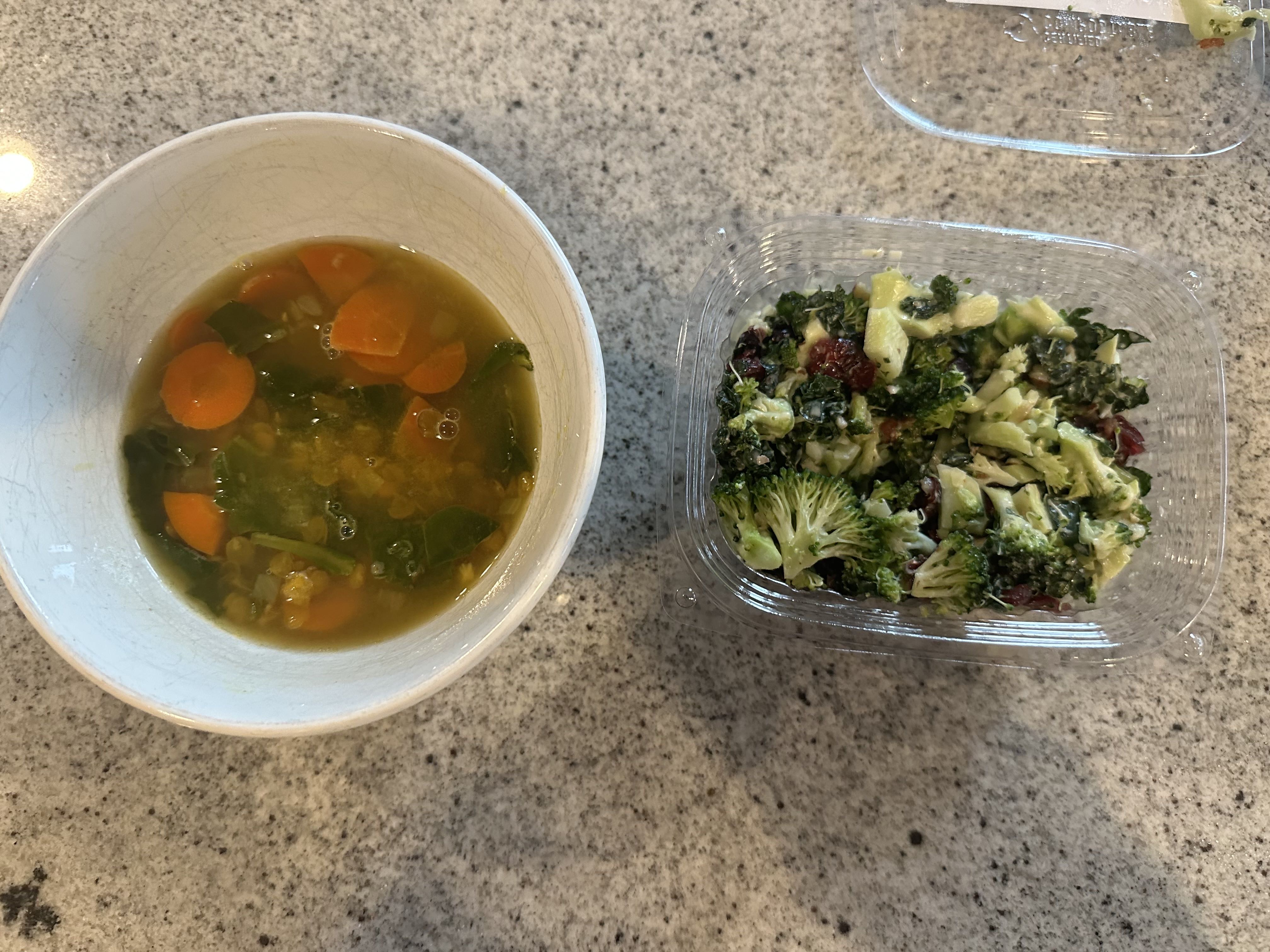 Healthy Lemon Lentil Soup and Broccoli Salad Recipe