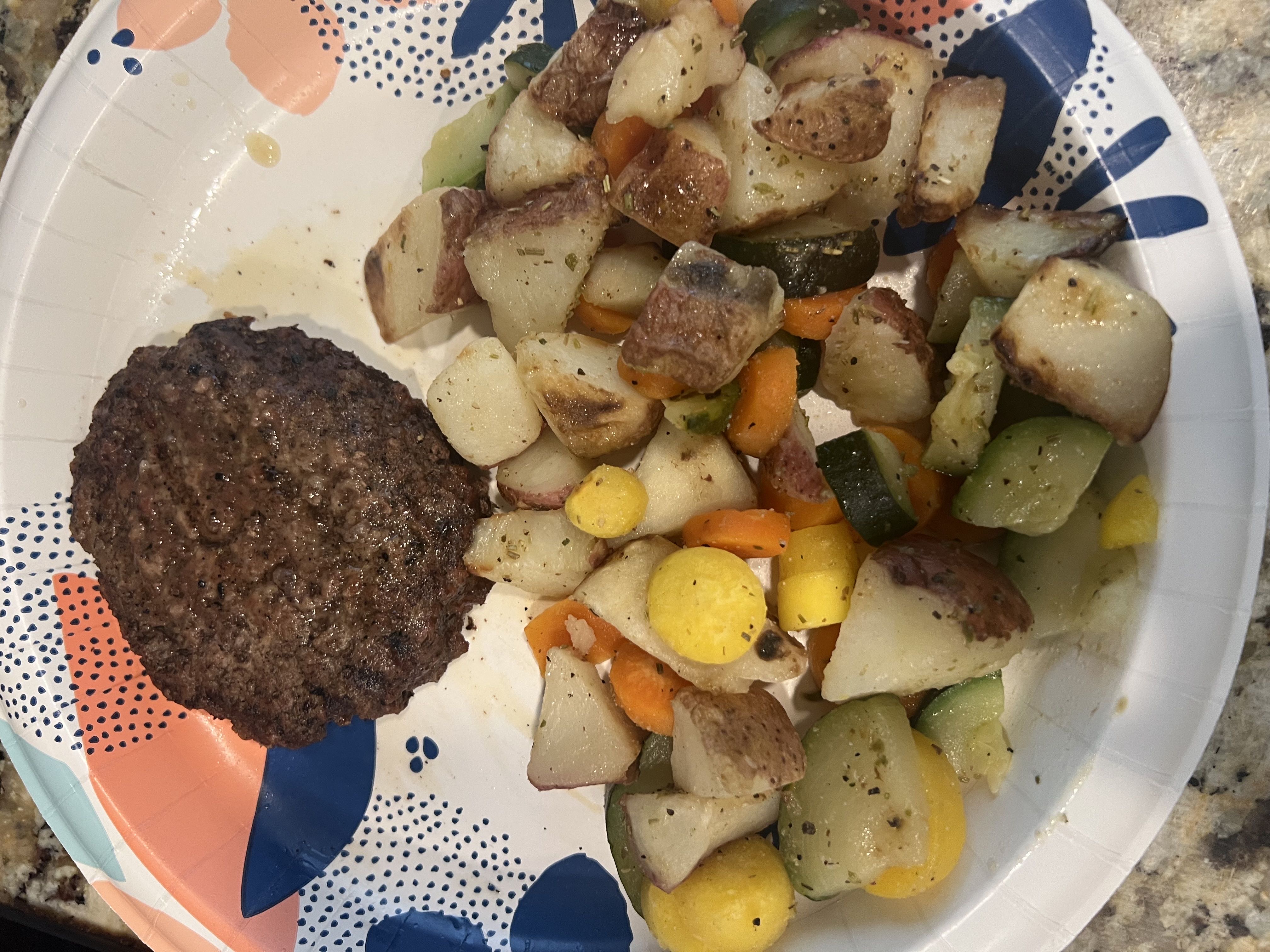 Healthy Grilled Hamburger and Veggie Medley Recipe