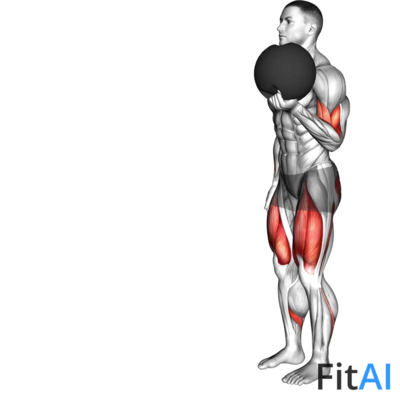Medicine Ball Lunge with Biceps Curl