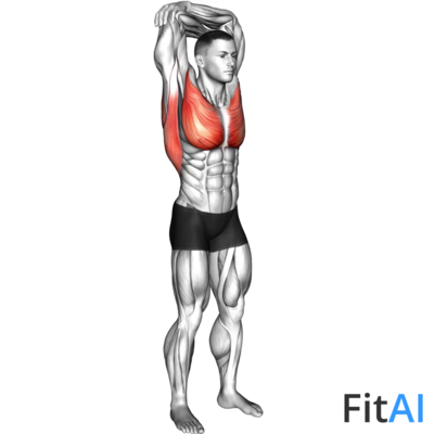 Standing reach-up back rotation stretch