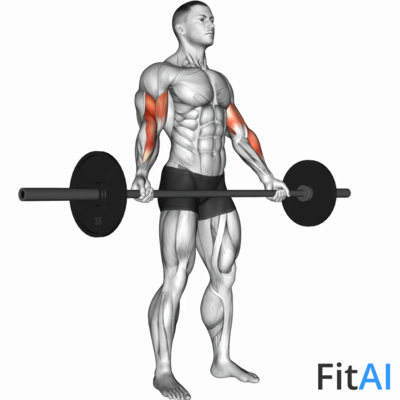 Barbell Standing Wide-Grip Biceps Curl
