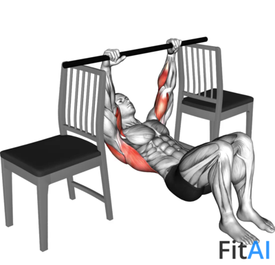 Inverted Row with Bent Knee between Chairs