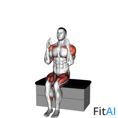 Sitting Shoulder Press and Hip Abduction on a padded stool