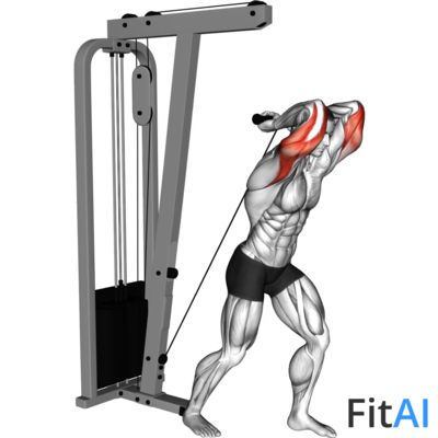 Cable Overhead Tricep Extension Straight Bar