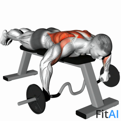 Cambered-Bar Lying Row