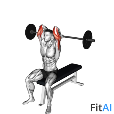 Barbell Seated Overhead Triceps Extension