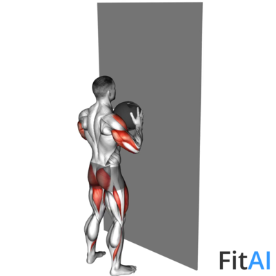 Medicine Ball Throw Squat with Wall