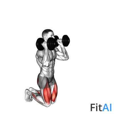 Dumbbell Kneeling Hold to Stand Clean-Grip
