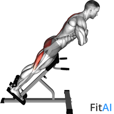 45 degrees hyperextension (arms in front of chest)
