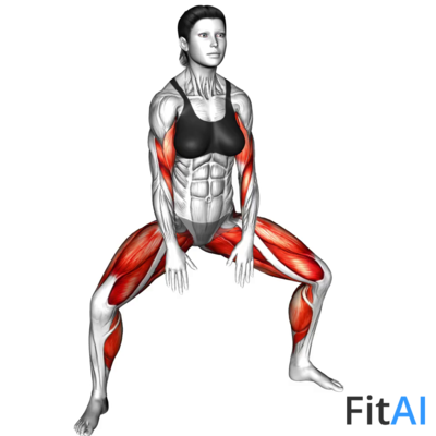 Sumo Quarter Squat Tip Toe with Arms Curl