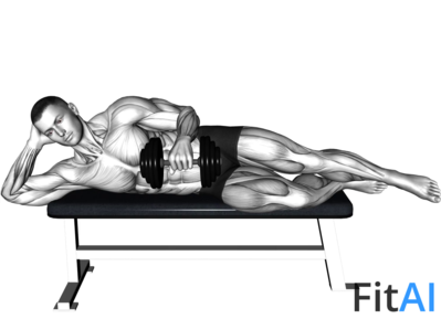 Dumbbell Side Lying External Rotation (on a bench)