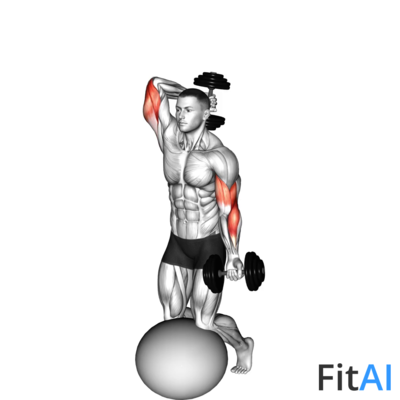 Dumbbell Biceps Curl with Overhead Extension on Stability Ball