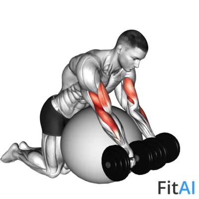 Dumbbell Preacher Curl over Stability ball