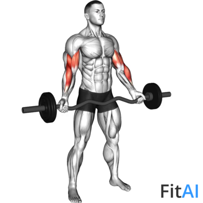 EZ-Barbell Standing Wide-Grip Biceps Curl