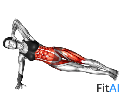 Elbow to Knee Side Plank Crunch (left)