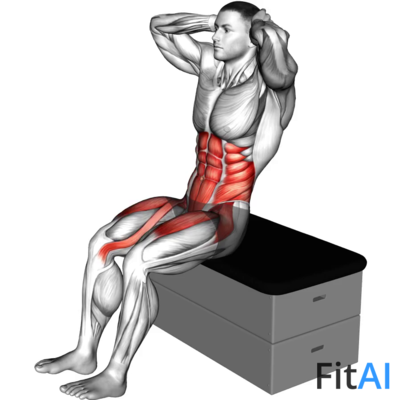 Sitting Air Twisting Crunch on a padded stool