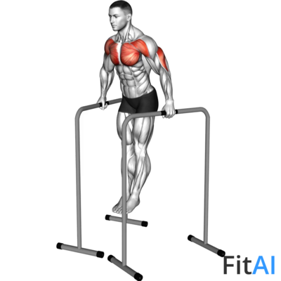 Wide-Grip Chest Dip on High Parallel Bars
