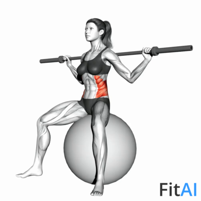 Barbell Seated Twist (on stability ball)