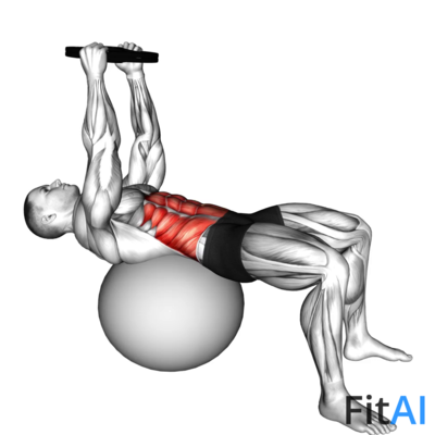 Weighted Overhead Crunch (on stability ball)