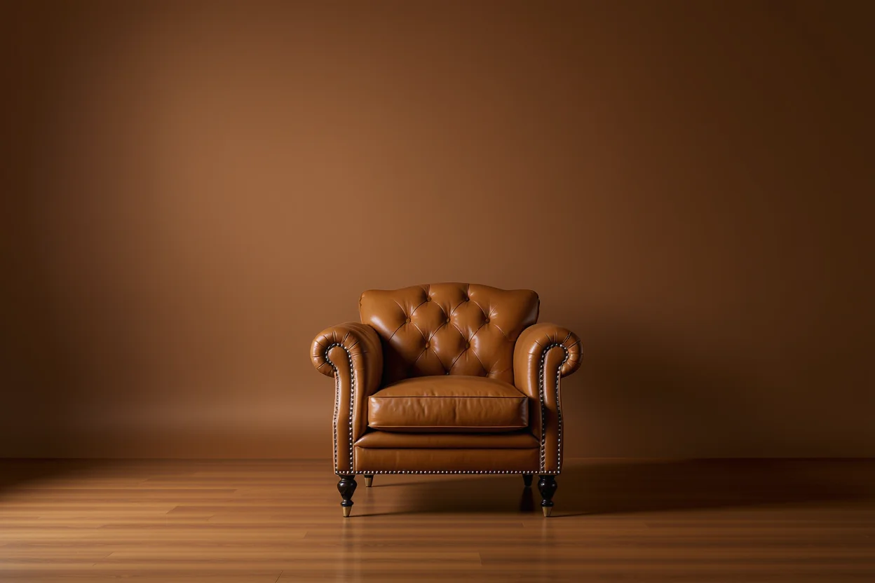 Elegant Brown Leather Studio - AI system location background