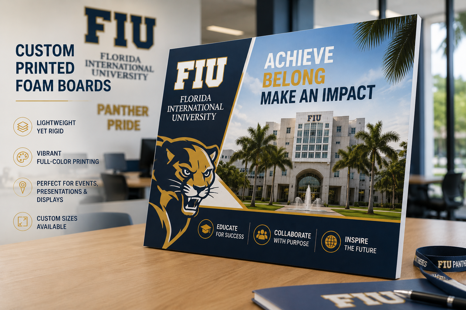 Printed Foam Board printing at Quality Print Center FIU