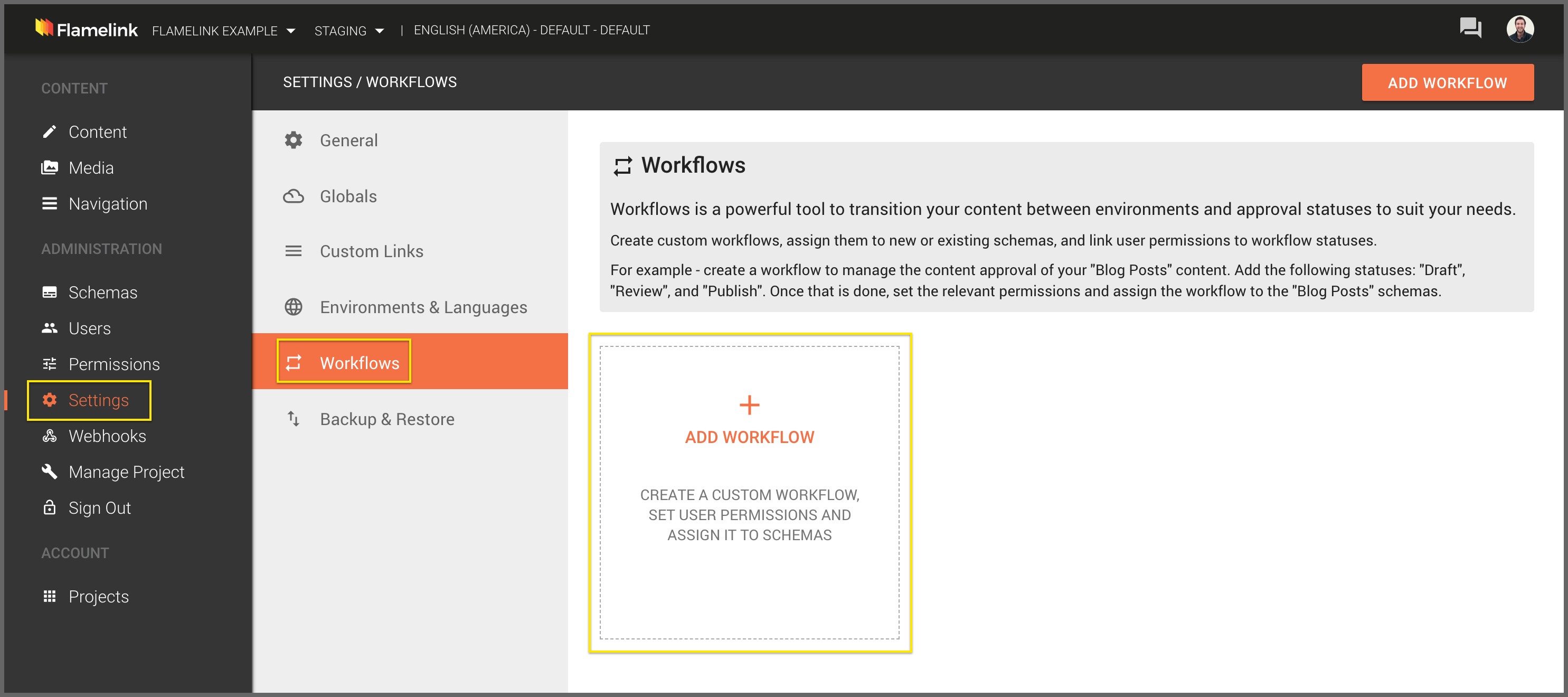 Add your first workflow in Flamelink, the Firebase CMS