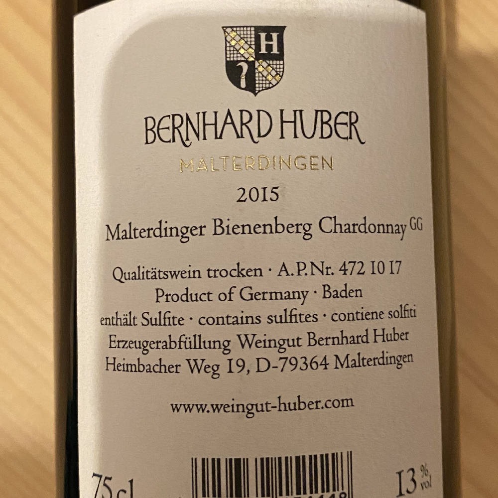 Huber Bienenberg Chardonnay 2015