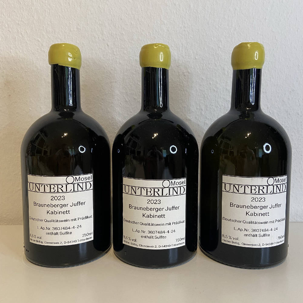 3 Fl. Weingut Unterlind: 2023 Brauneberger Juffer Kabinett
