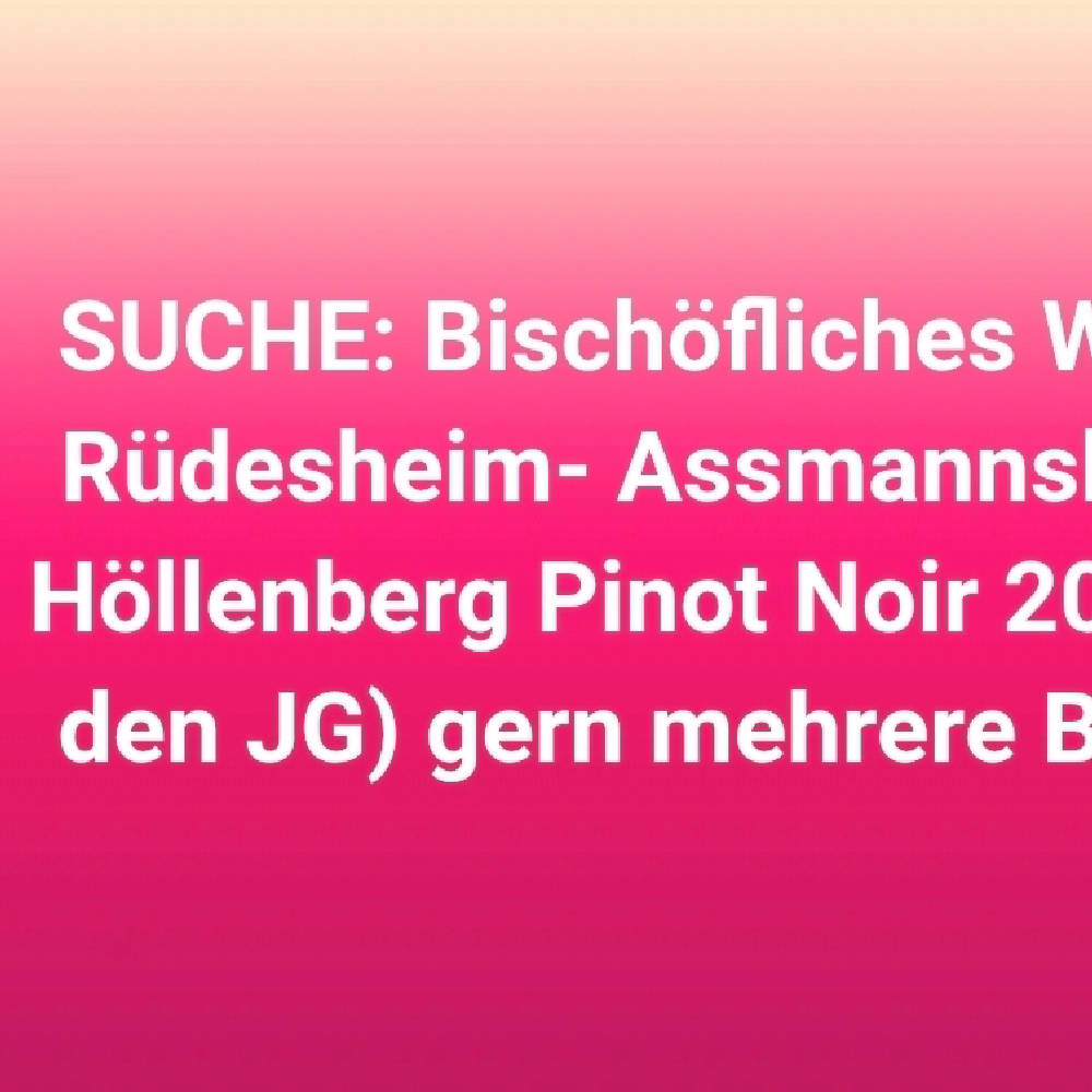 SUCHE: Bischöfliches Weingut Rüdesheim- Assmannshausen Höllenberg Pinot Noir 2020 (nur den JG) 
