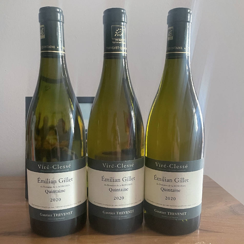 3 Flaschen Gautier Thevenet - Emilian Gillet du Domaine de la Bongran Quintaine 2020
