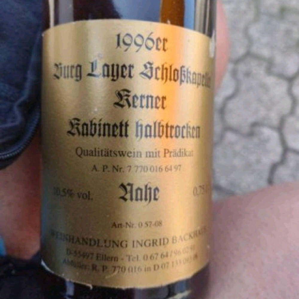 1996 Burg Layer Schlosskapelle, kerner kabinett, halbtrocken, 1996, 