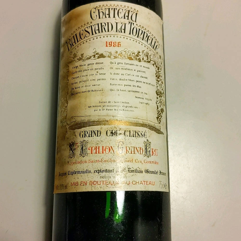 Chateau Balestard La Tonnelle, St Emilio Grand Cru 1986