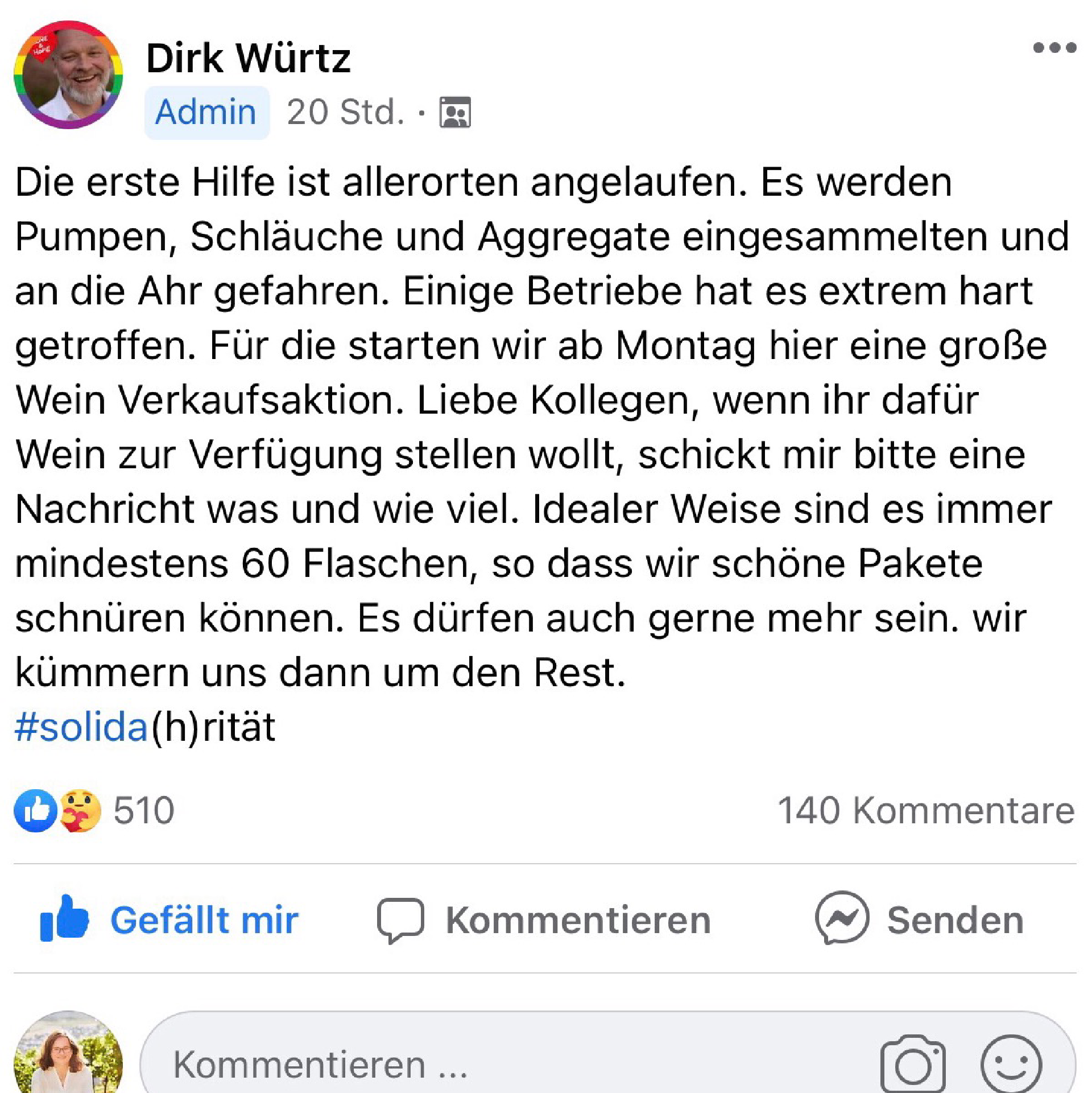 Spendenaktion für Ahr Winzer