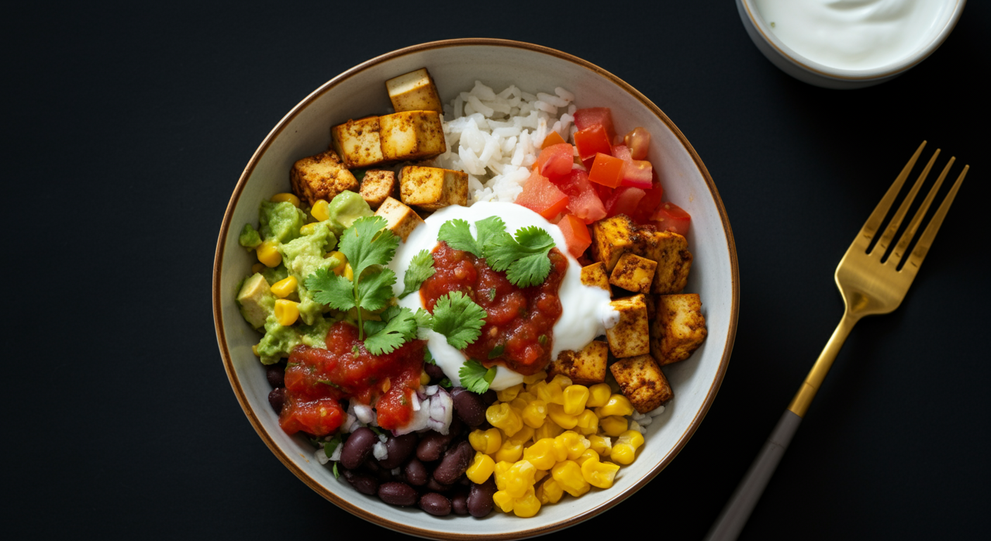 Chipotle inspired Tofu Burrito Bowl