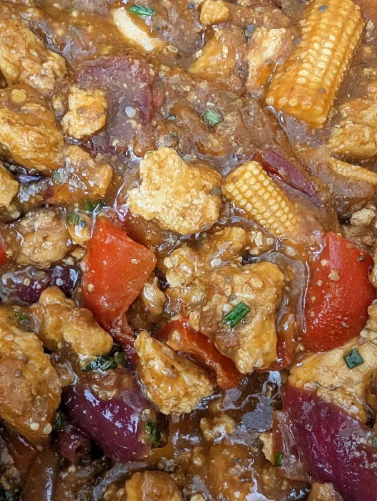 Crispy Spiced Orange Tofu and veggies