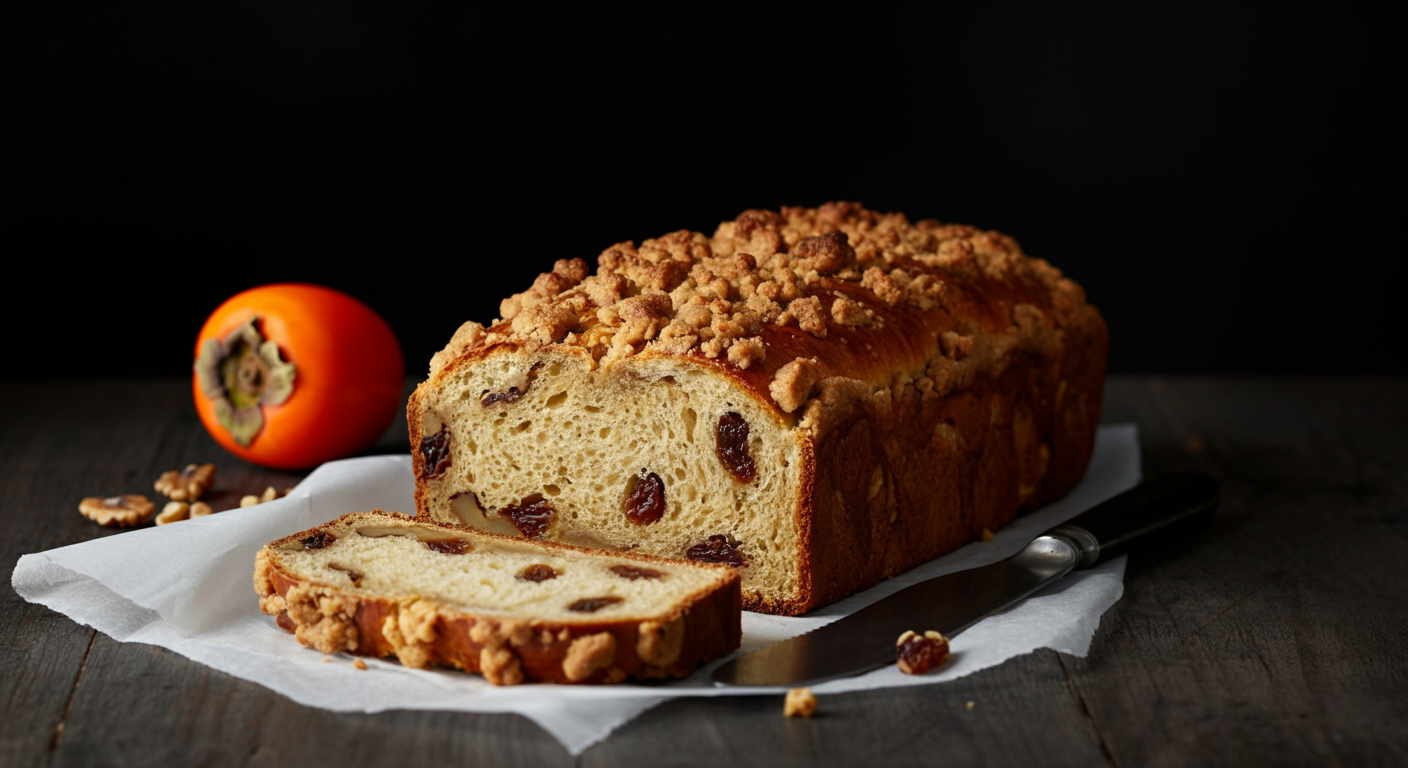 Persimmon Raisin Bread with Walnut Crumble