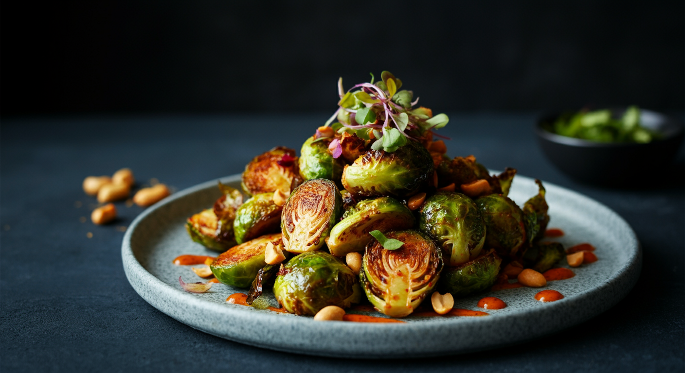 Spicy Peanutty Brussels Sprouts Chaat