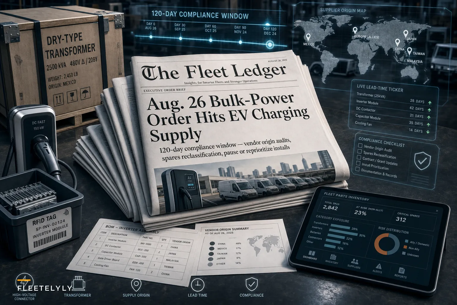 After the Aug. 26 bulk‑power equipment order: 7 operational steps fleet managers must take to protect EV charging projects and parts availability
