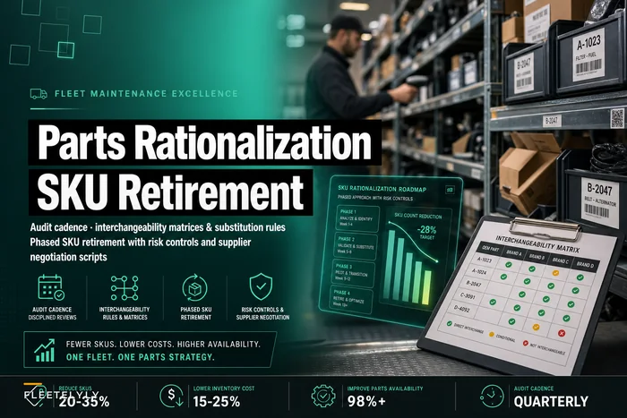 Cross‑fleet parts rationalization: audit cadence, interchangeability rules and phased SKU retirement