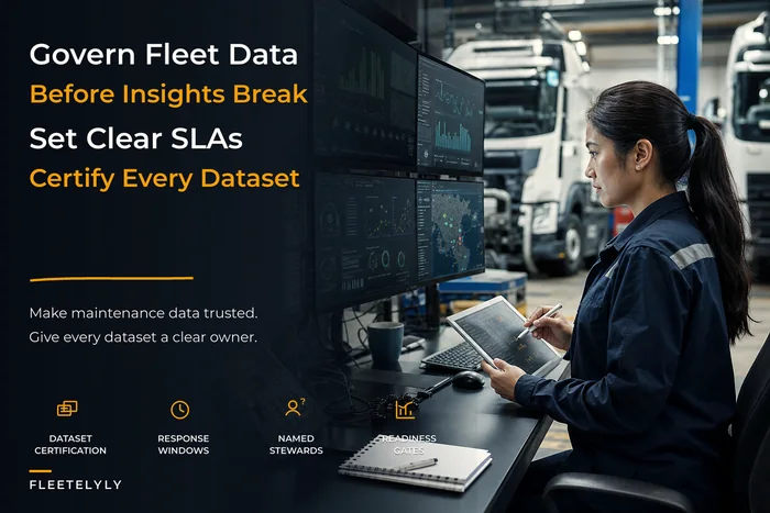 Data governance for fleet maintenance analytics and dataset SLAs