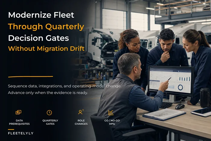 Phased roadmap for fleet maintenance modernization with quarterly gates