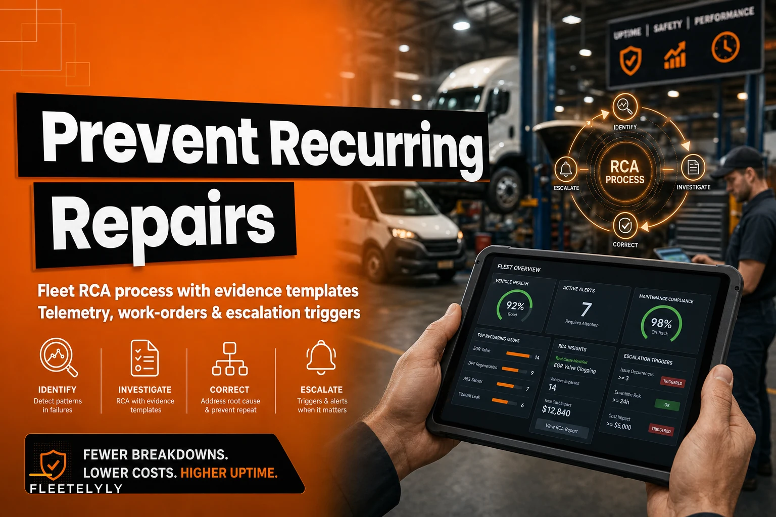Prevent recurring repairs: a fleet RCA process with evidence templates and escalation triggers