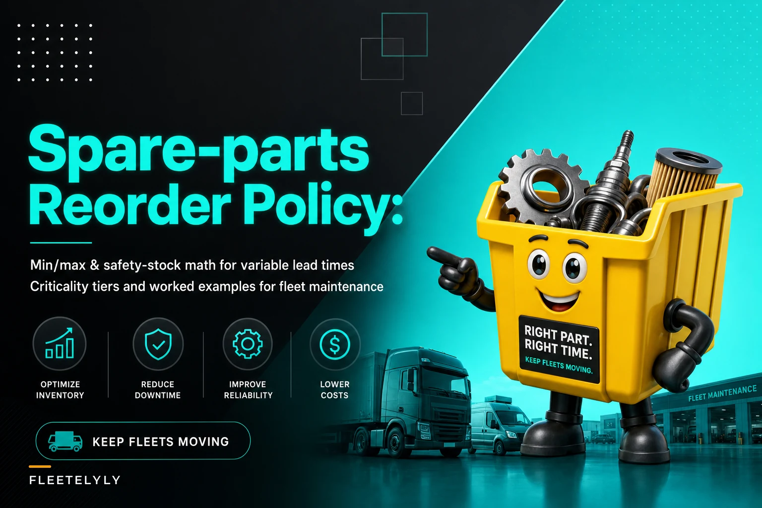 Spare-parts reorder policy for variable lead times: min/max, safety stock and criticality tiers